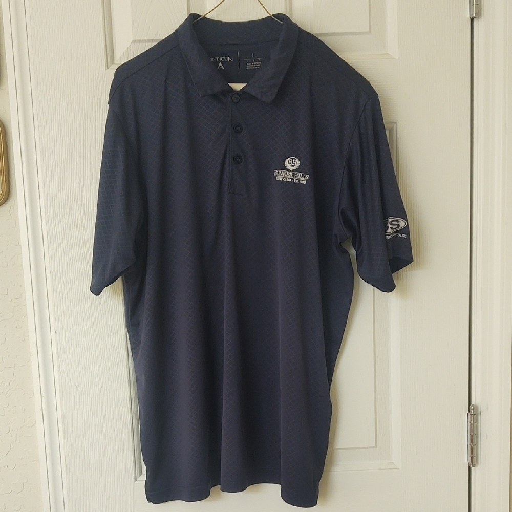 Antigua Blue Polo Shirt Classic Short-Sleeve Design